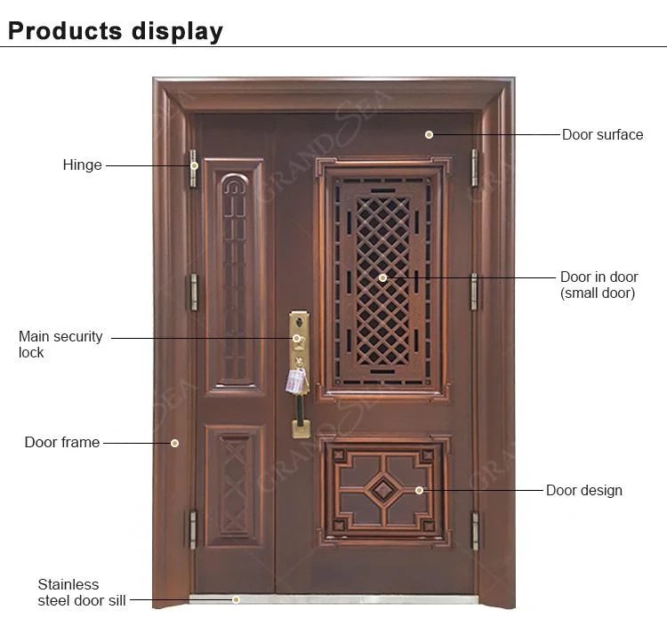 Luxury Villa Entry Exterior Front Safety House Main Entrance Metal Residence Security Steel Door