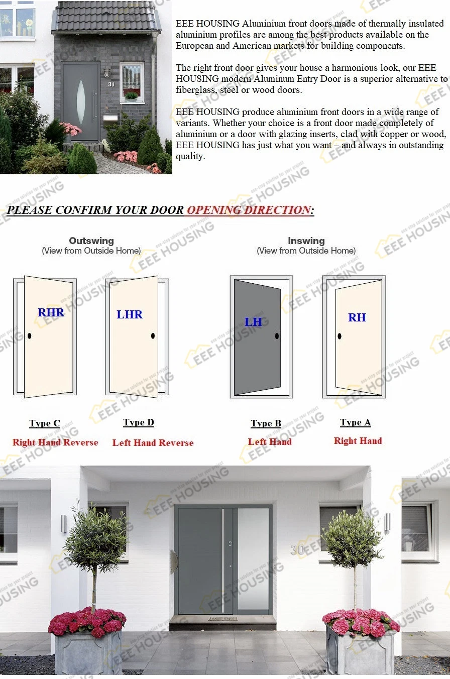 China Factory Direct Supply Custom Modern Aluminum Front Entry Exterior Door for Residential