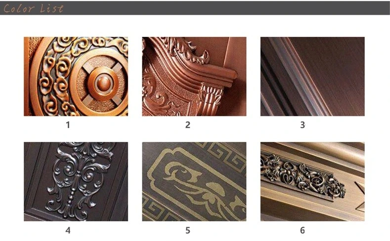 2023 Cheap Outdoor Copper Laminate Door, Bronze Fancy Security Double Bullet Proof Copper Front Door for Front