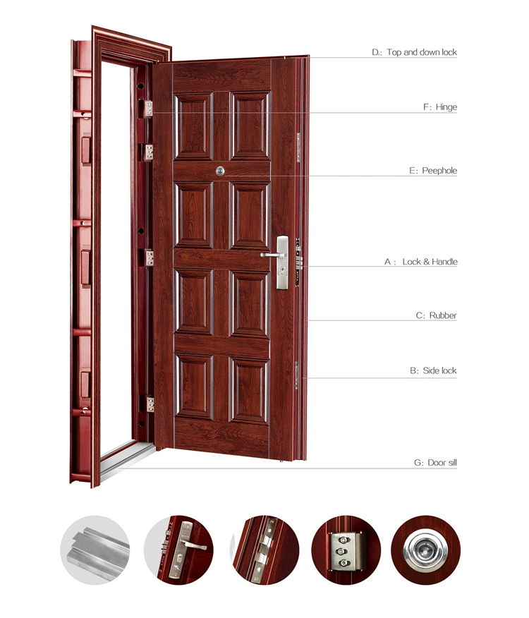 Popular Luxury Villa Gate Security Copper Double Open Door Copper Clad Security Doors Entry Doors French Style