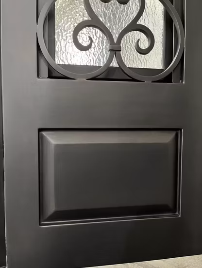 Porta classica in ferro battuto con doppia porta in vetro e acciaio di sicurezza per ingresso domestico